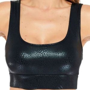Electric Yoga Black Crocodile Gloss Sports Bra - XSmall